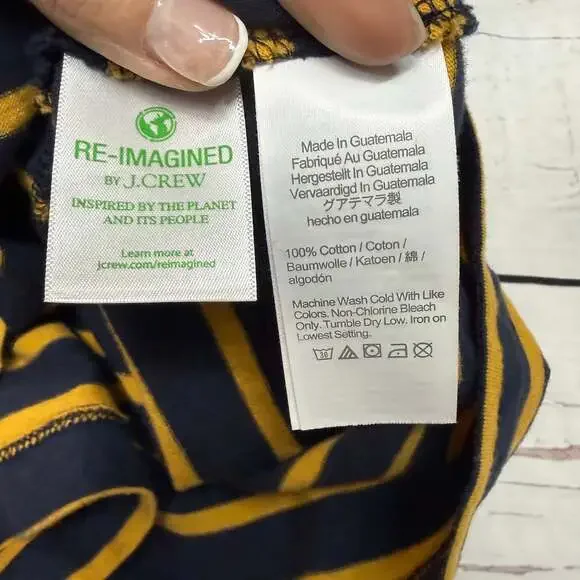J.Crew Re-Imagined Navy Yellow Striped Long Sleeve Top Size M - Picture 6 of 8